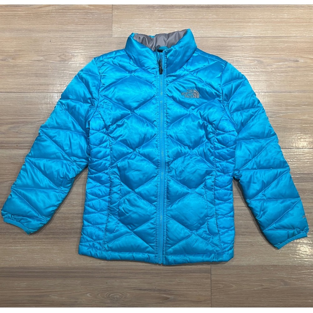 The North Face Girls Puffer Jacket Goose Down Quilted Blue Size M 10/12